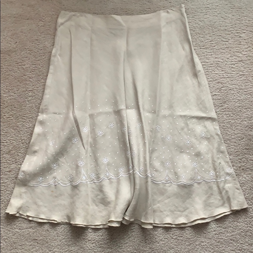 Hanna & Gracie Women’s L Cream Linen Skirt